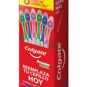 Cepillo de Dientes Colgate Premier Clean Medio 6 pzas